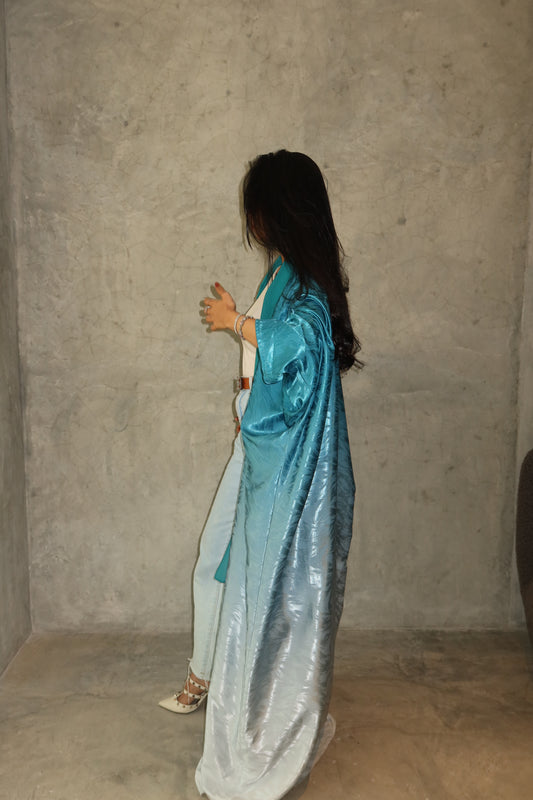Skyee- ombre blue abaya