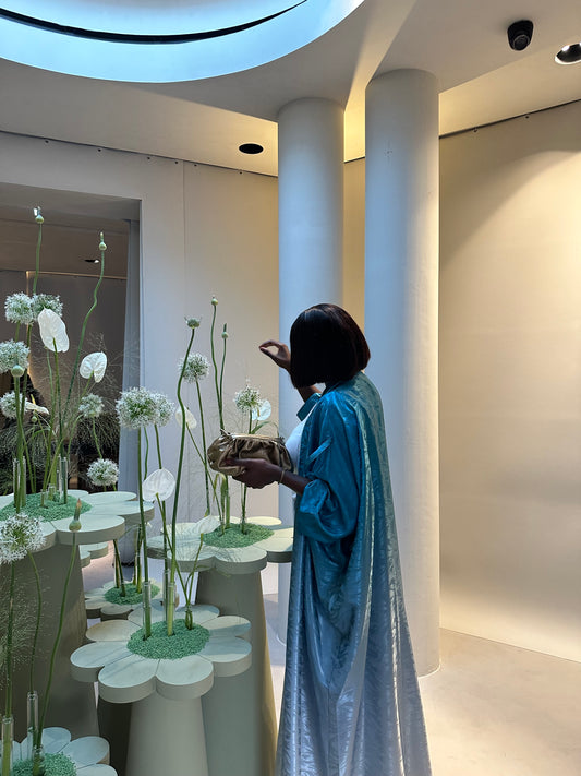 Skyee- ombre blue abaya