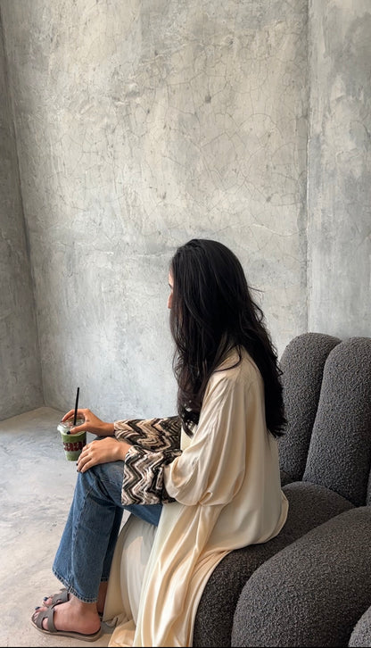 Creme brulee- butter yellow abaya